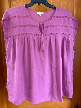 Como Blu Women's Magenta Tassel Peasant Tank